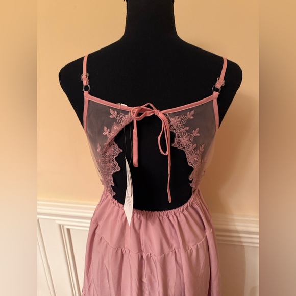 Pink Lace Maxi Dress Sz 2/4 - Picture 9 of 10